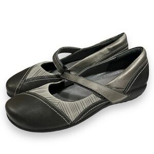 NAOT Gray Mary Jane Shoes Leather Fabric Size 10